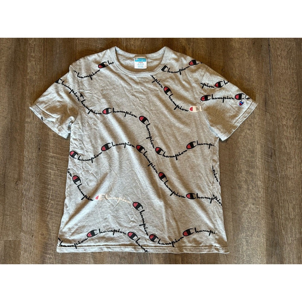 Champion Heritage All Over‎ Print T Script Grey L Large